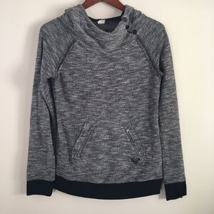 ROXY Black & White Heathered Hooded Sweater | Size Small
